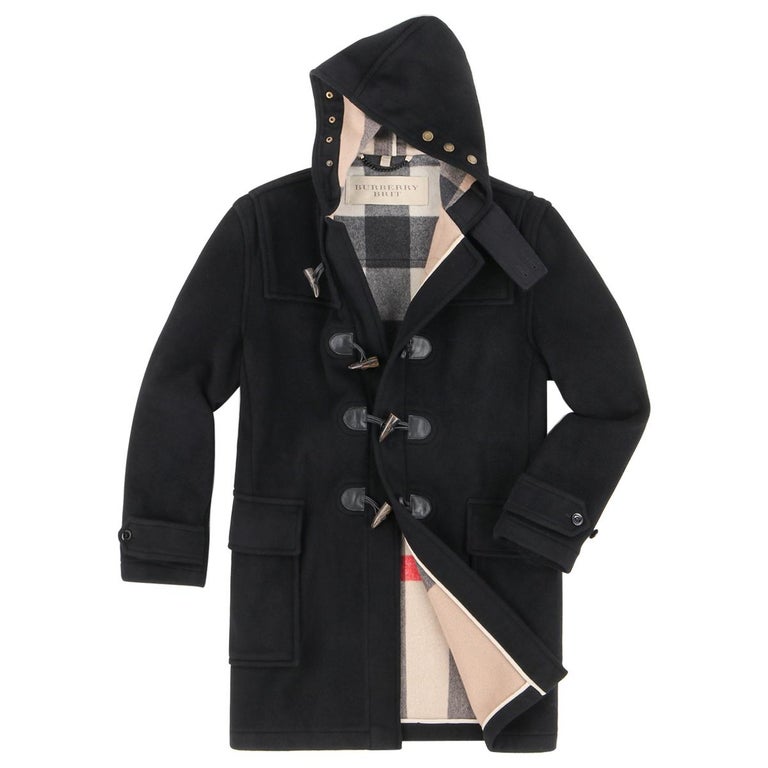 BURBERRY Brit A/W 2013 “Broadhurst” Men's Black Toggle Hooded Duffle Coat  Jacket at 1stDibs