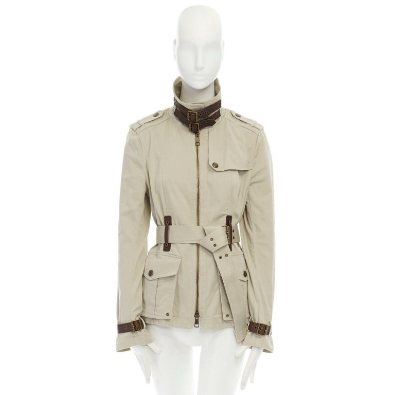 Burberry Leather Trim Wrap Jacket