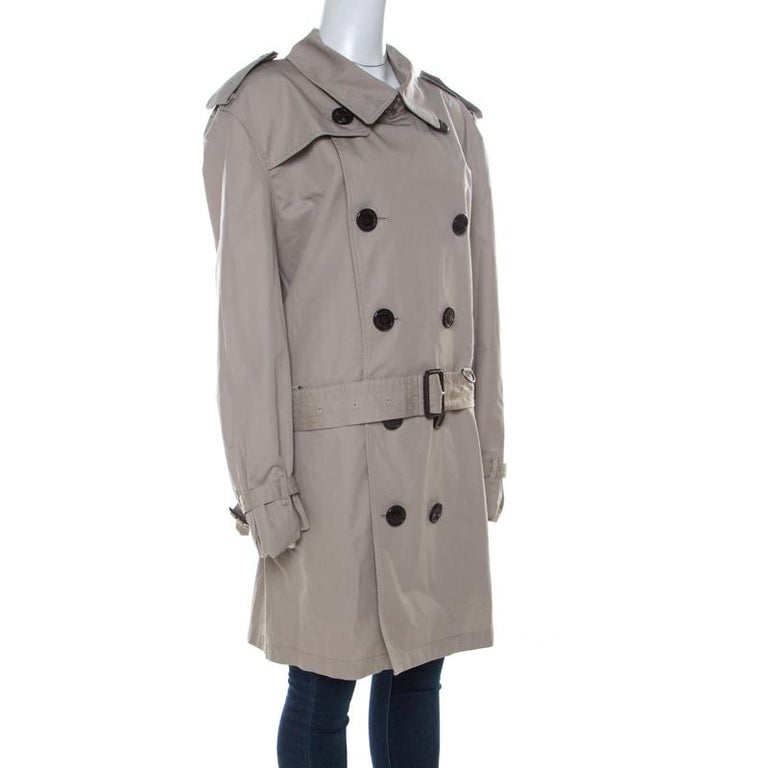 Burberry Brit Beige Cotton Twill Double Breasted Belted Trench Coat XXL at 1stDibs