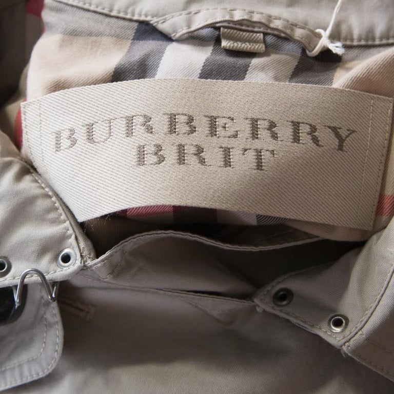BURBERRY BRIT Size S Black Beige Nylon Trench Coat