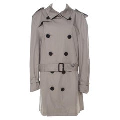 Burberry Brit Beige Cotton Twill Double Breasted Belted Trench Coat XXL