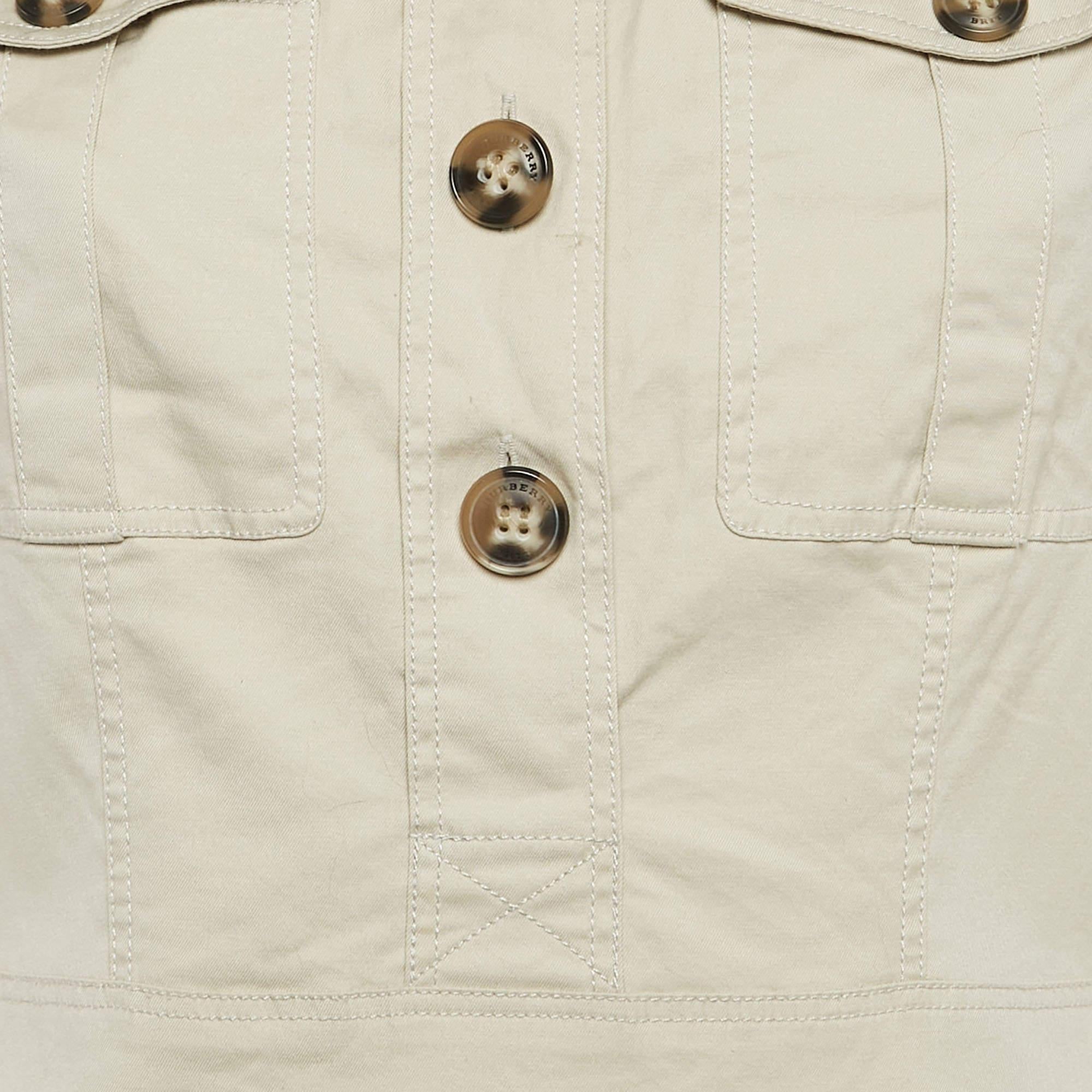 Women's Burberry Brit Beige Cotton Utility Mini Dress M