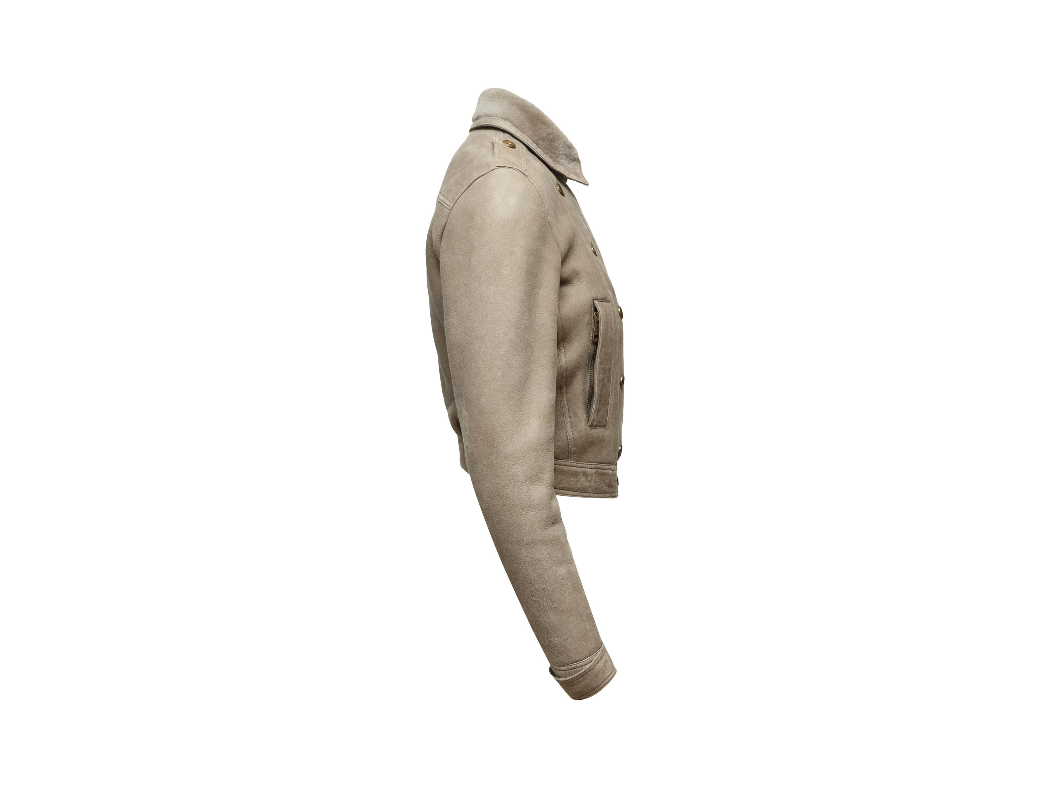Burberry Brit  Beige Double-Breasted Shearling Jacket In Good Condition In New York, NY