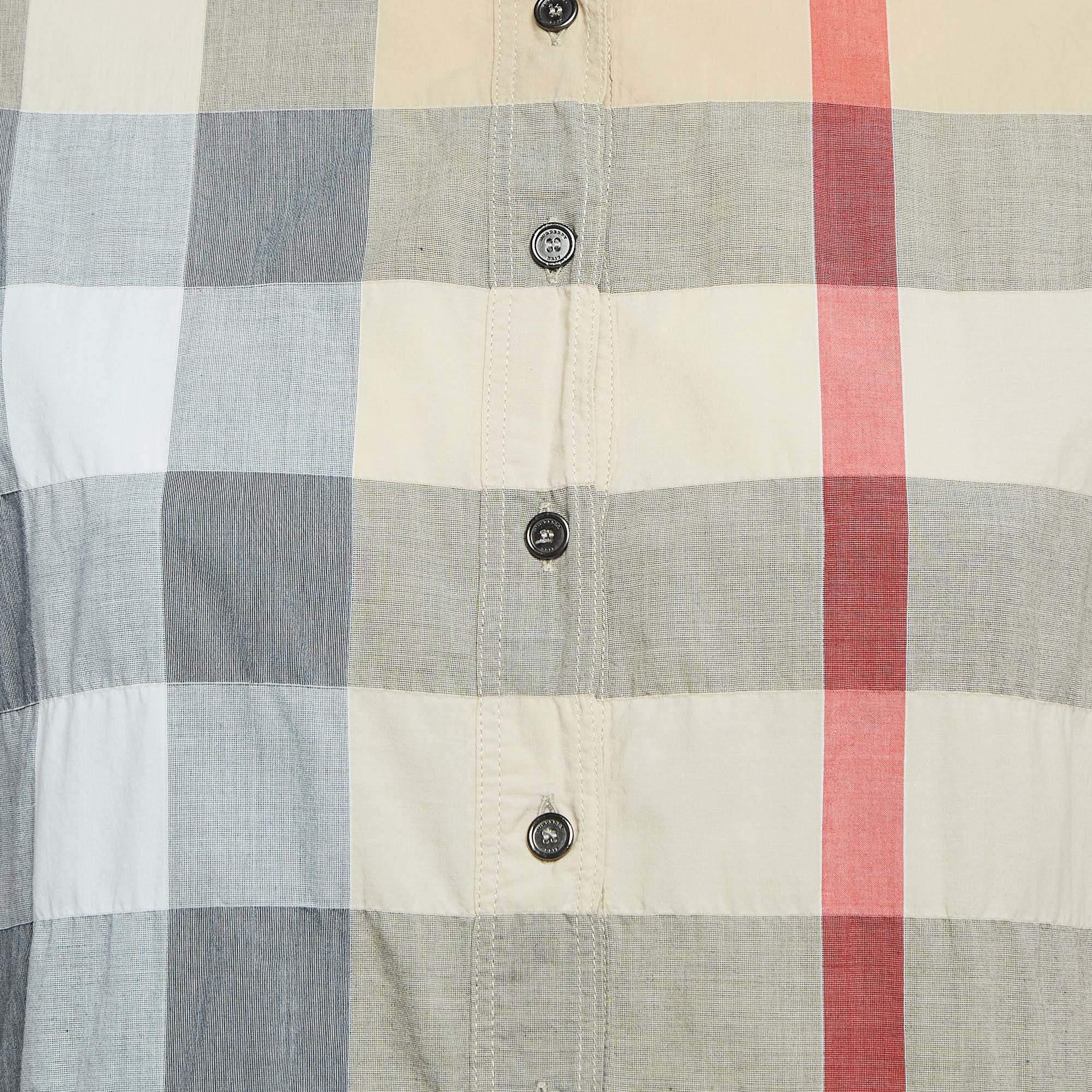 Burberry Brit Beige Giant Check Cotton Tunic XS In Good Condition For Sale In Dubai, Al Qouz 2