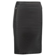Used Burberry Brit Black Coated Cotton Pencil Skirt Size M