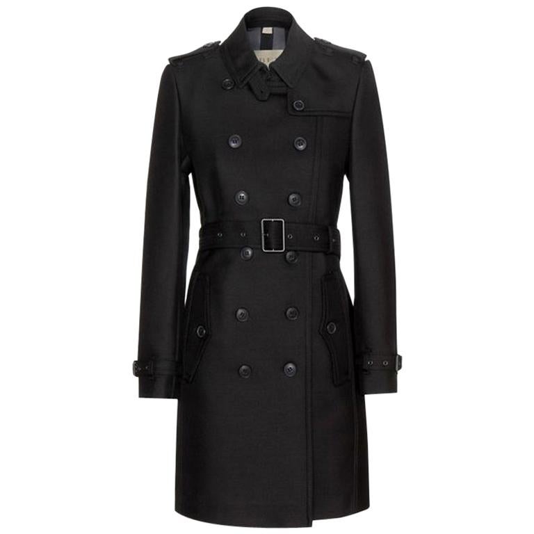 BURBERRY BRIT black cotton blend BRAMINGTON TRENCH Coat Jacket 14 M