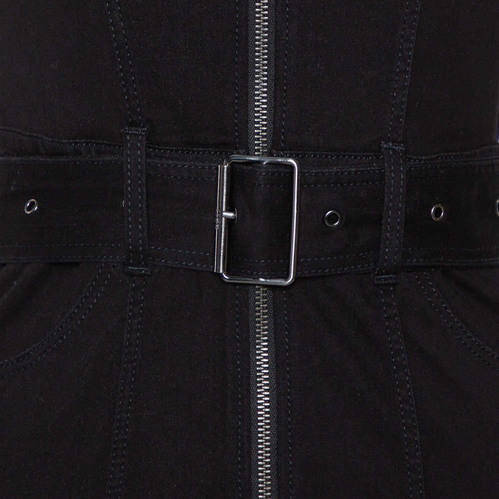 Women's Burberry Brit Black Denim Belted Zipper Front Short Dress S