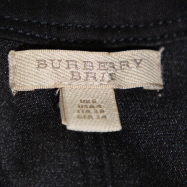 Burberry Brit Black Denim Belted Zipper Front Short Dress S For Sale 1