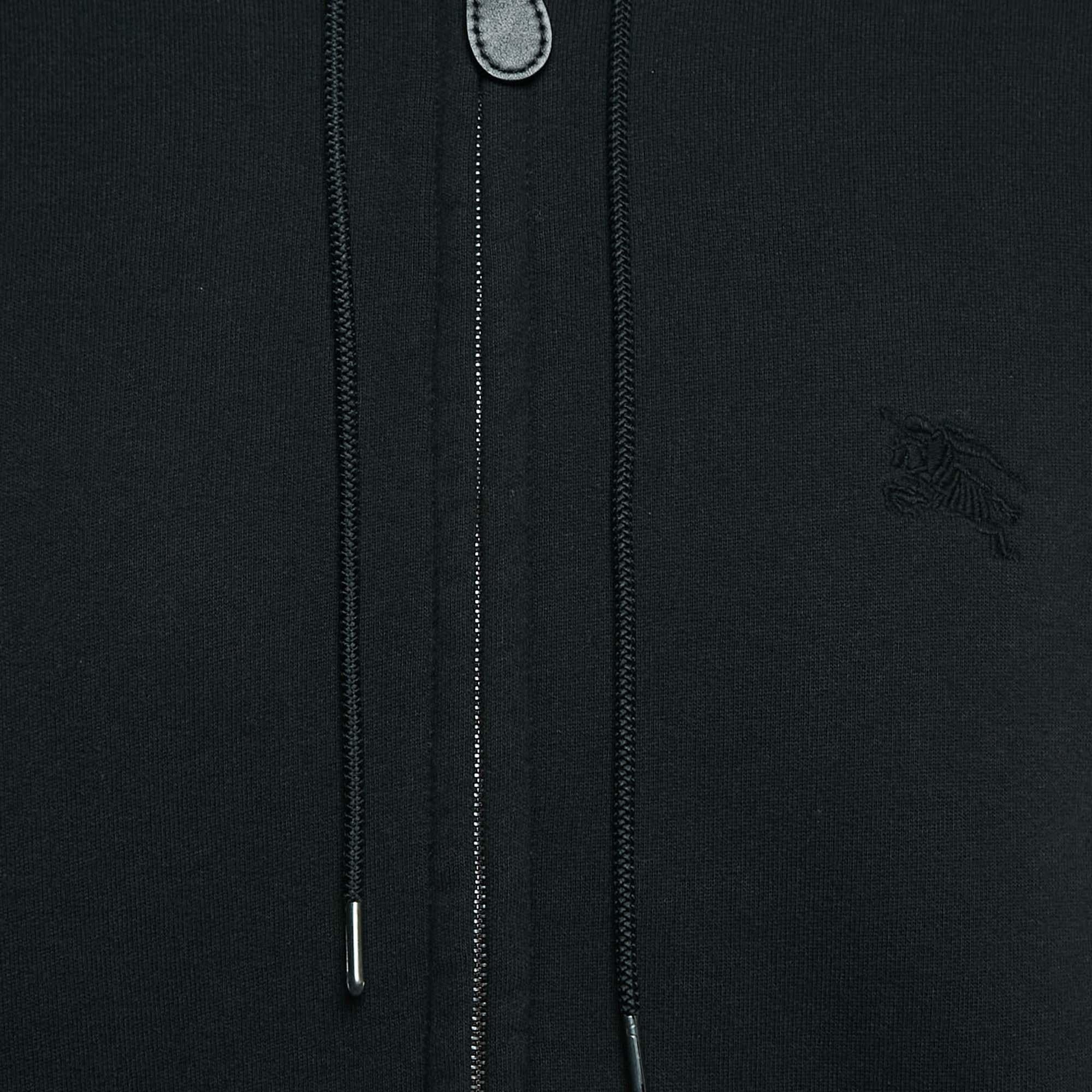 Burberry Brit Sudadera negra de punto con cremallera y capucha XL Negro