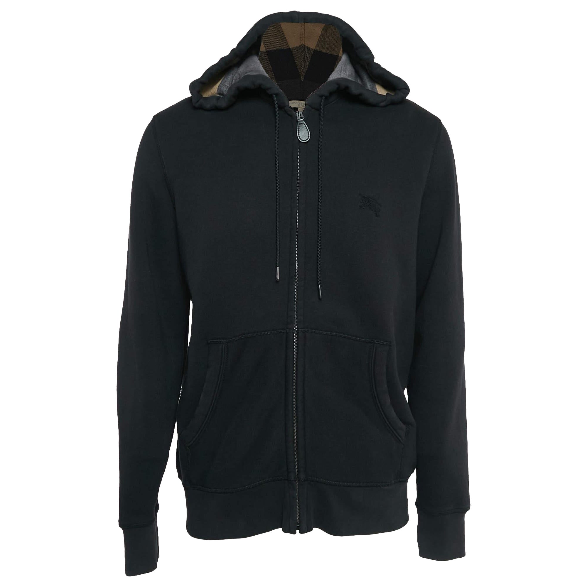 Burberry Brit Black Knit Zip-Up Hooded Sweatshirt XL