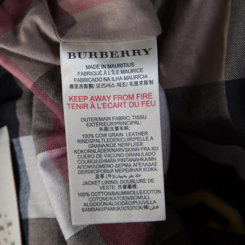 Burberry Brit Black Leather Ribbed Panel Detail Biker Jacket S For Sale ...