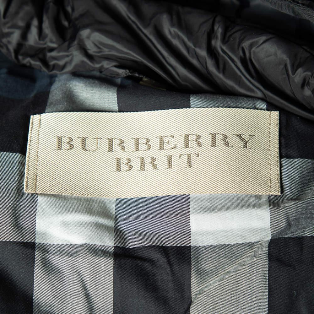 Burberry Brit Black Quilted Hooded Puffer Jacket L 2