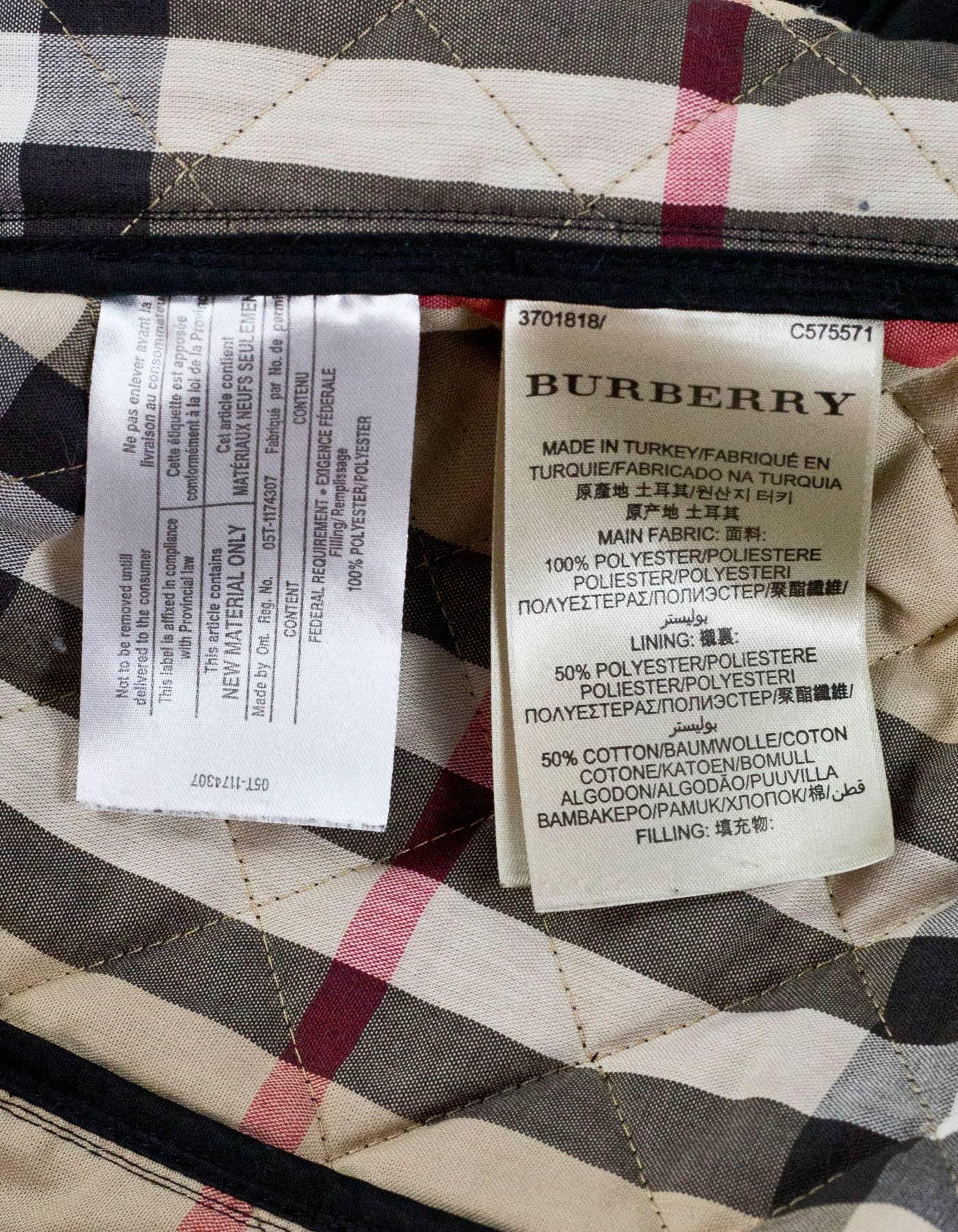 Burberry Brit Black Quilted Jacket Sz XS