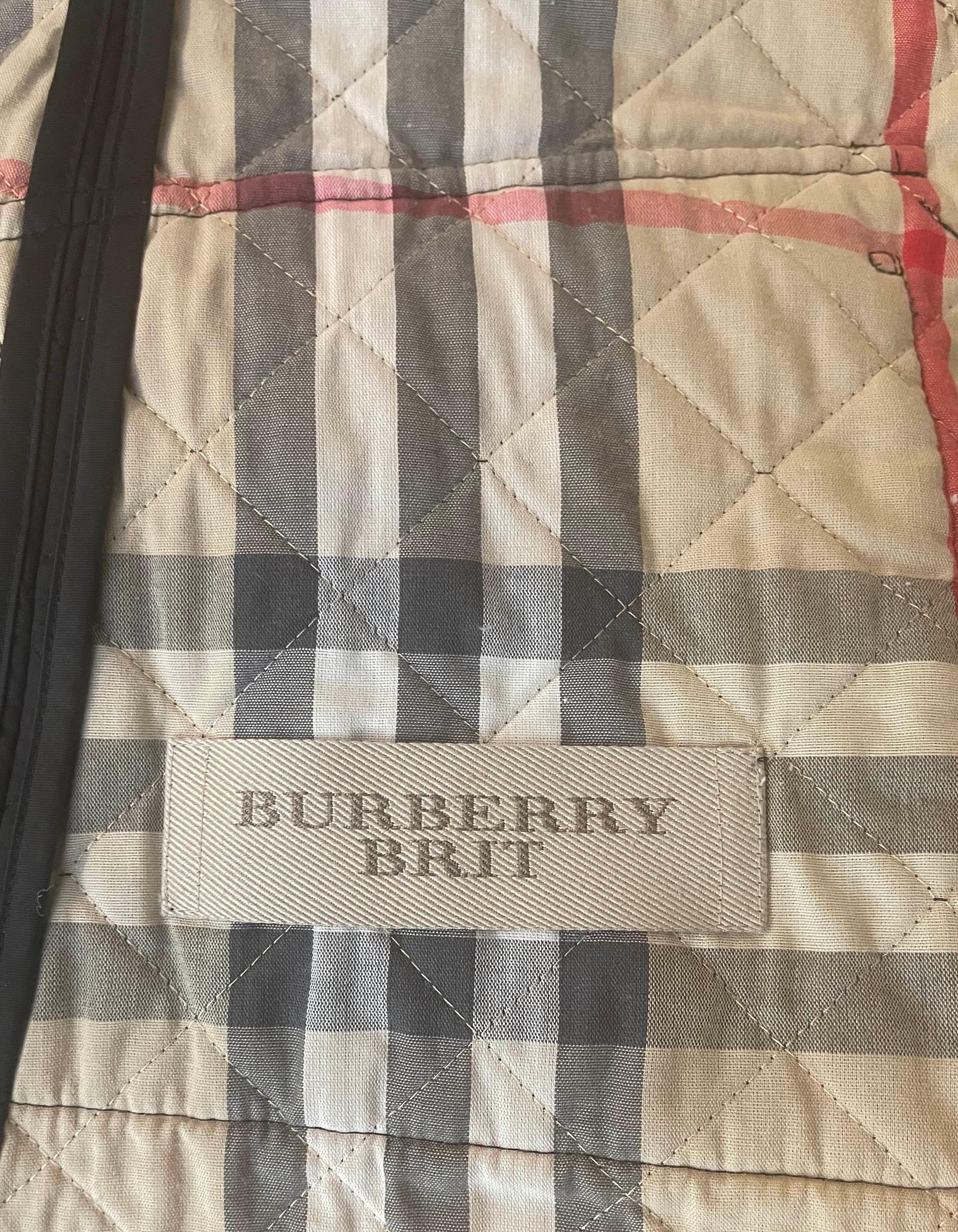 Burberry Brit Black Quilted Jacket w/Nova Plaid Lining sz Small 1