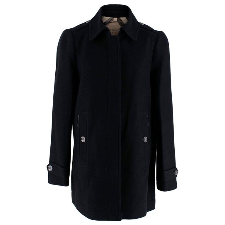 Burberry Brit Black Wool Blend Coat - Size US 8 For Sale at 1stDibs