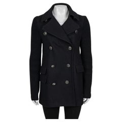 Burberry Brit Black Wool Coat with Knit Sleeves - Size M