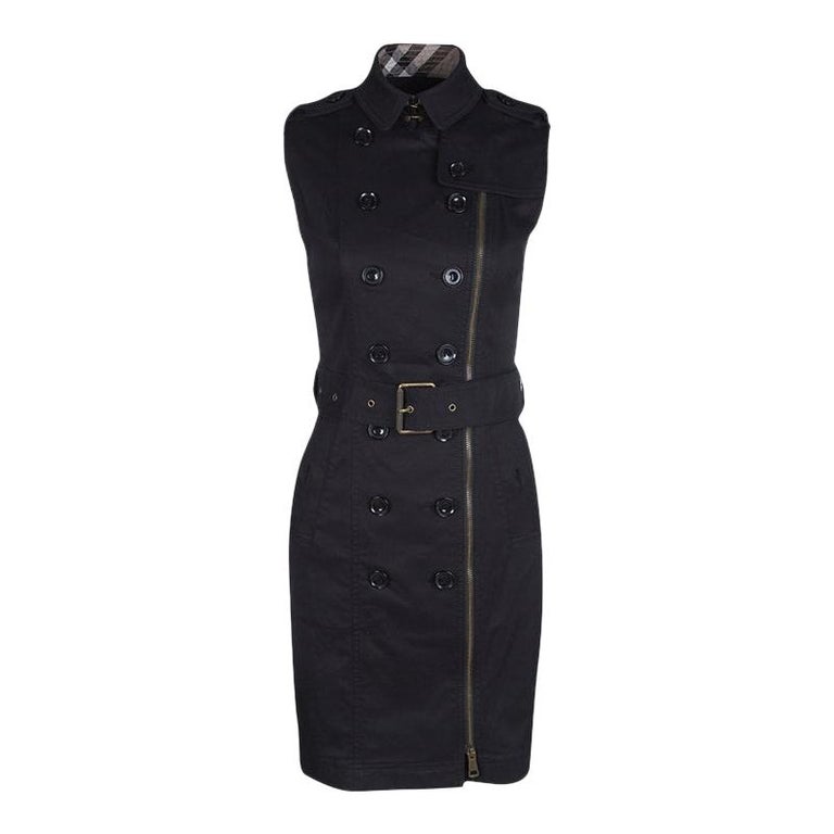 Burberry Brit Black Zip Front Belted Sleeveless Trench Dress S at 1stDibs |  burberry sleeveless trench dress