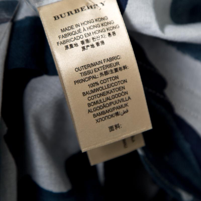 Burberry Brit Blue Floral Printed Cotton Patch Pocket Detail Shirt S In New Condition In Dubai, Al Qouz 2