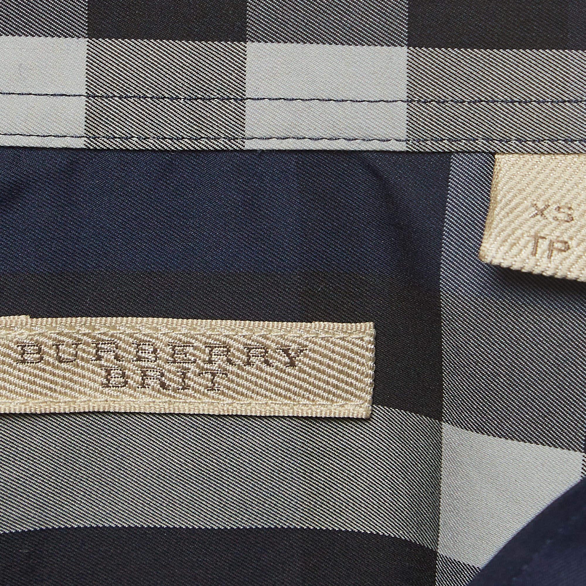 Burberry Brit Blue Tartan Poplin Long Sleeve Button Down Shirt XS In Good Condition In Dubai, Al Qouz 2