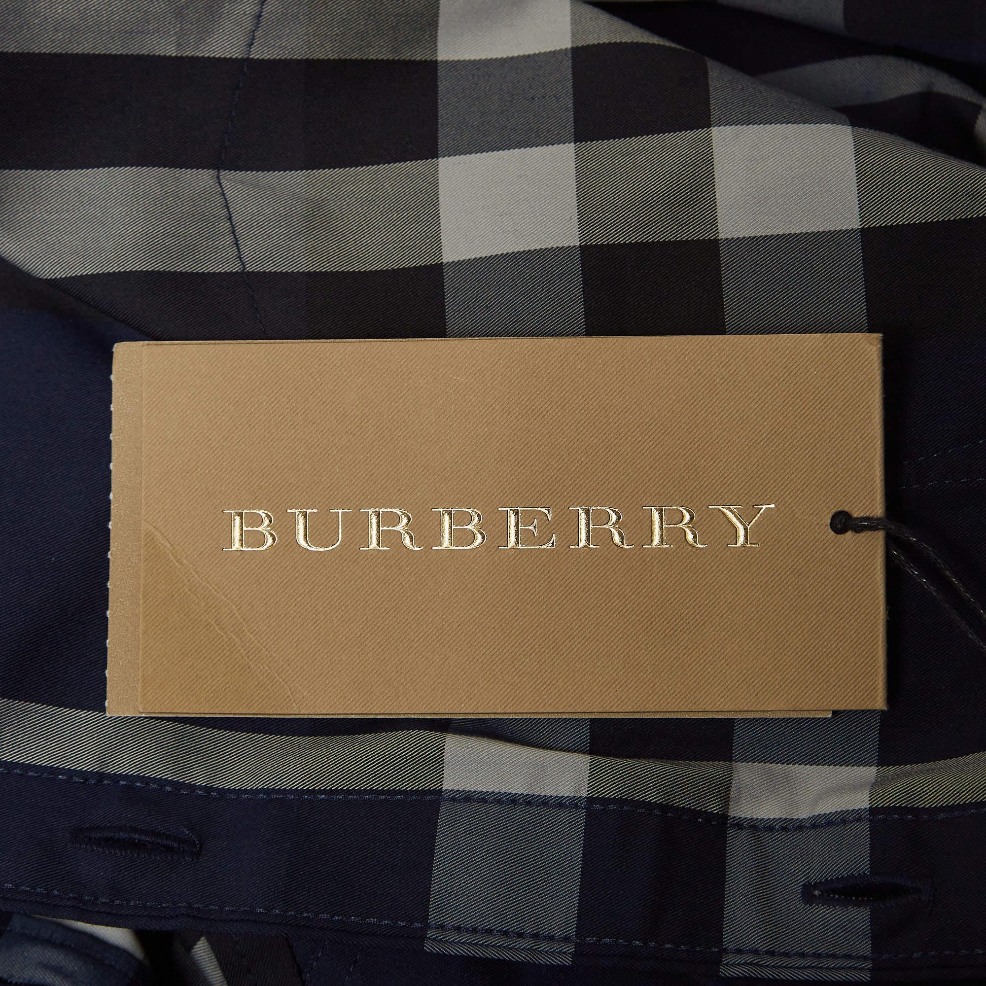 Men's Burberry Brit Blue Tartan Poplin Long Sleeve Button Down Shirt XS
