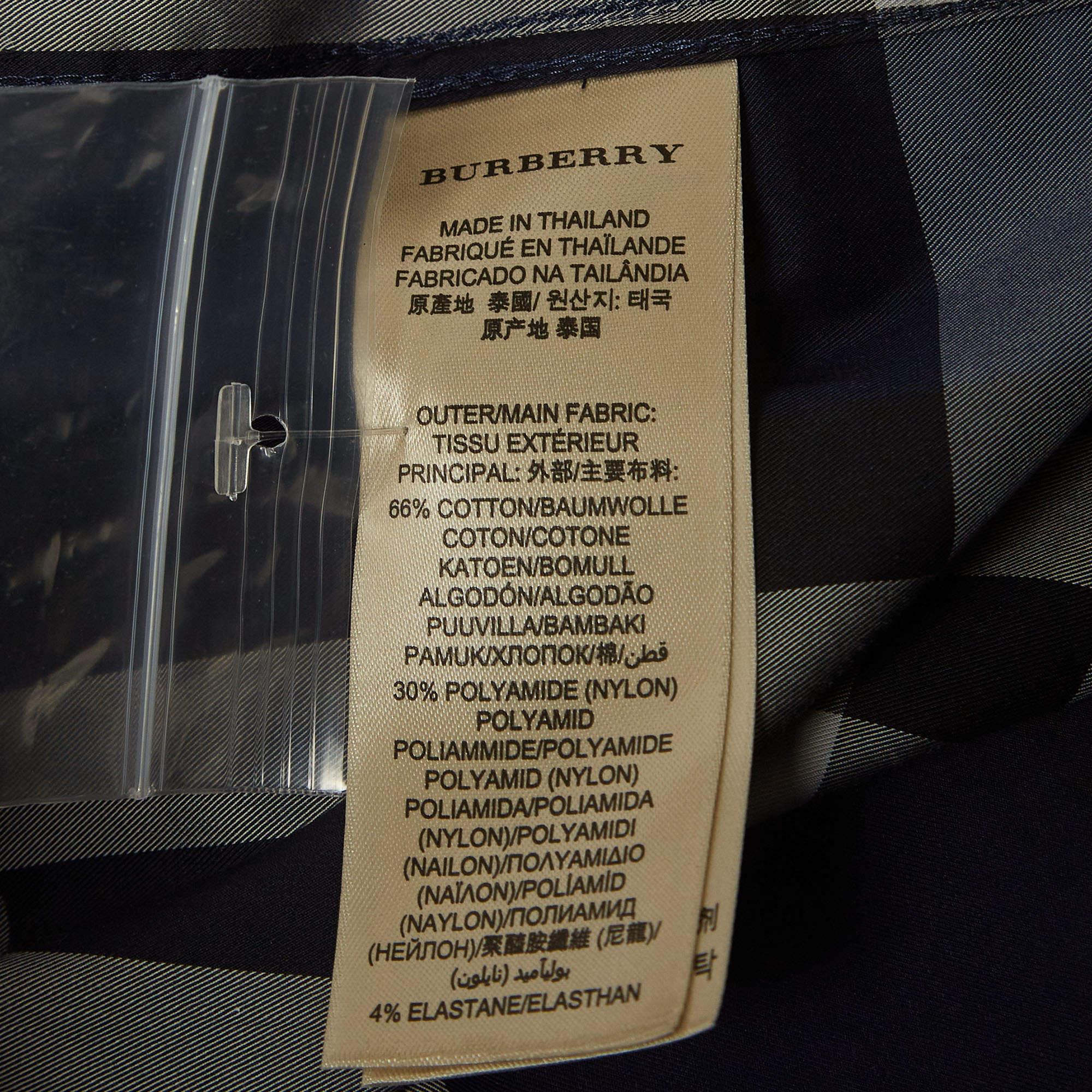 Burberry Brit Blue Tartan Poplin Long Sleeve Button Down Shirt XS 2
