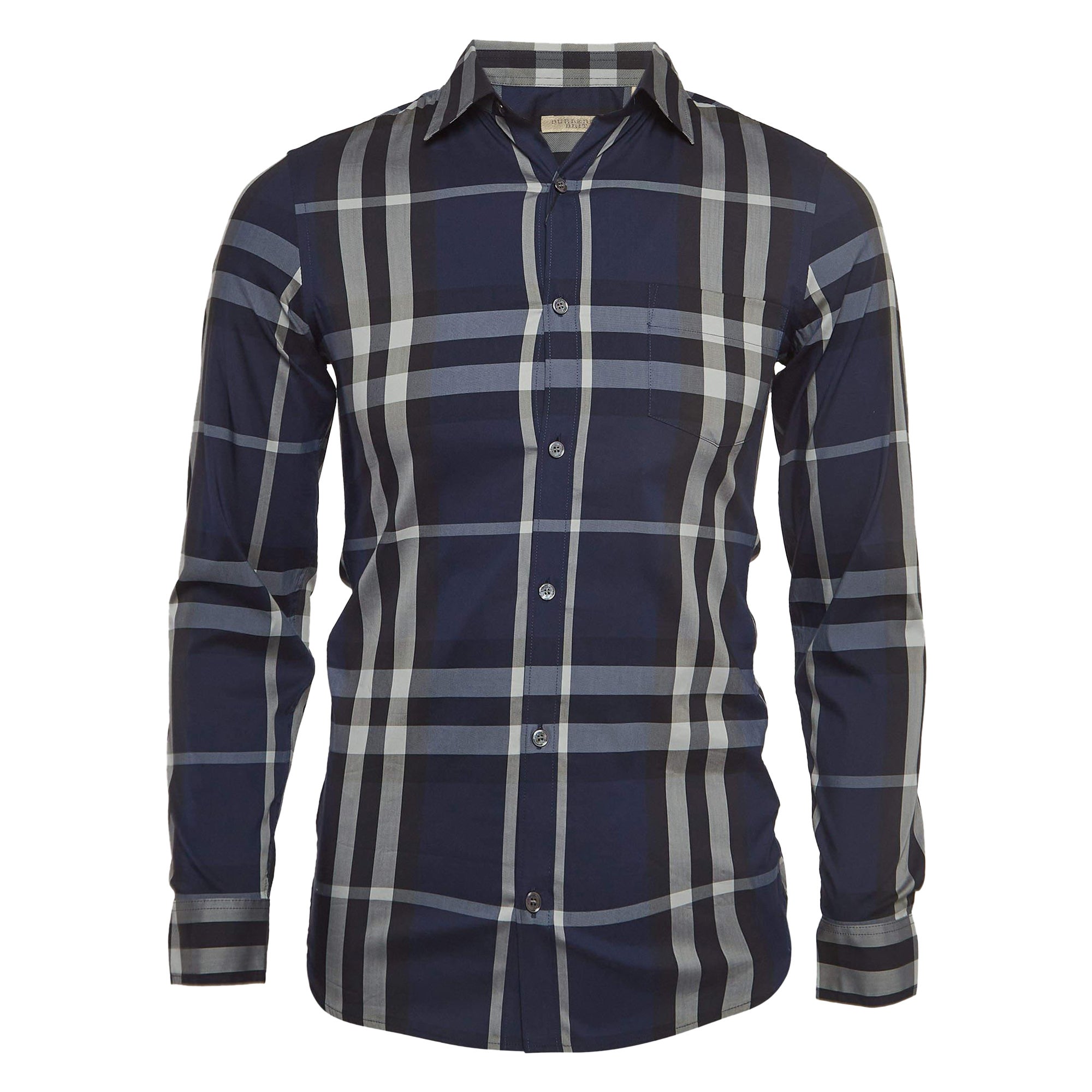 Burberry Brit Blue Tartan Poplin Long Sleeve Button Down Shirt XS