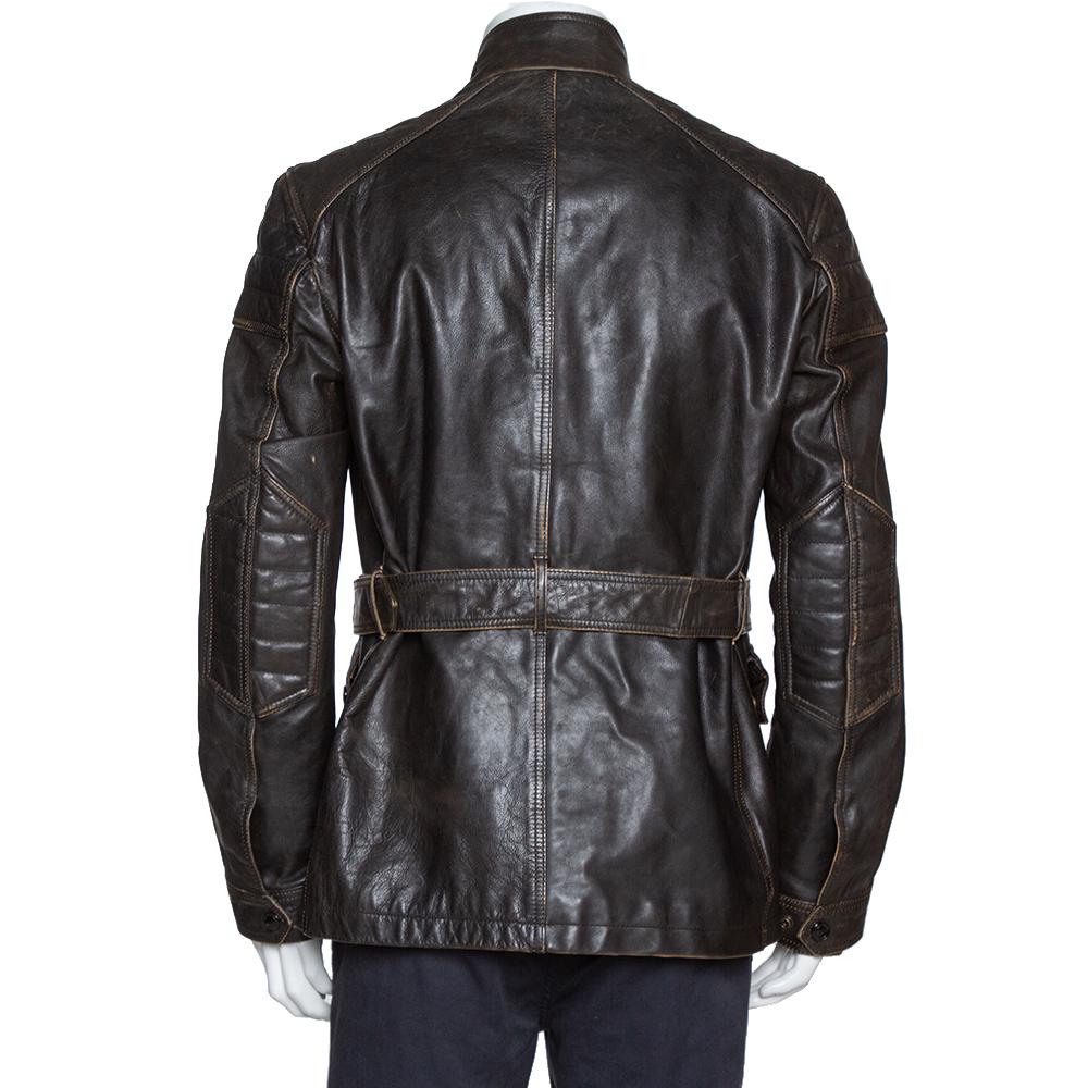 In more ways than one, this brown jacket from Burberry Brit is an incredible piece of luxury. It has a comfortable shape, great tailoring signs and a luxurious design. Cut from leather, the jacket features zip & button closure, long sleeves, four
