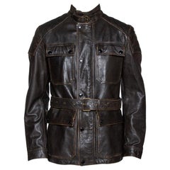 Burberry Brit Brown Leather Belted Jacket L