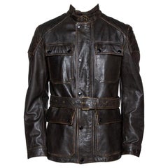 Veste ceinturée en cuir marron Burberry Brit L