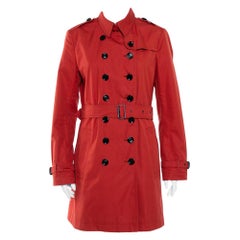 Burberry Brit Burnt Orange Cotton Double Breasted Trench Coat L