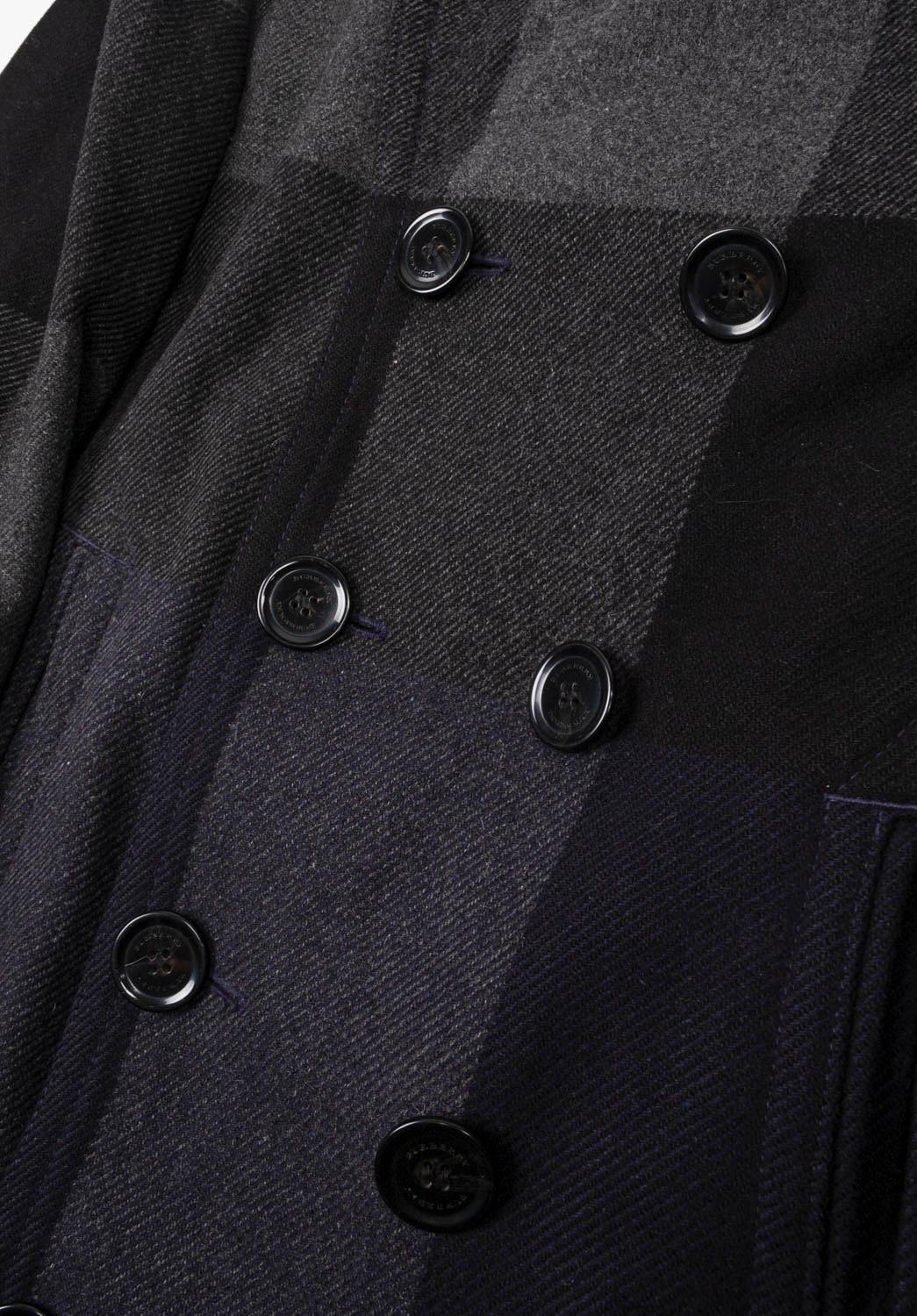 Black Burberry Brit Check Peacoat Men Coat Size M/L, S1094 For Sale