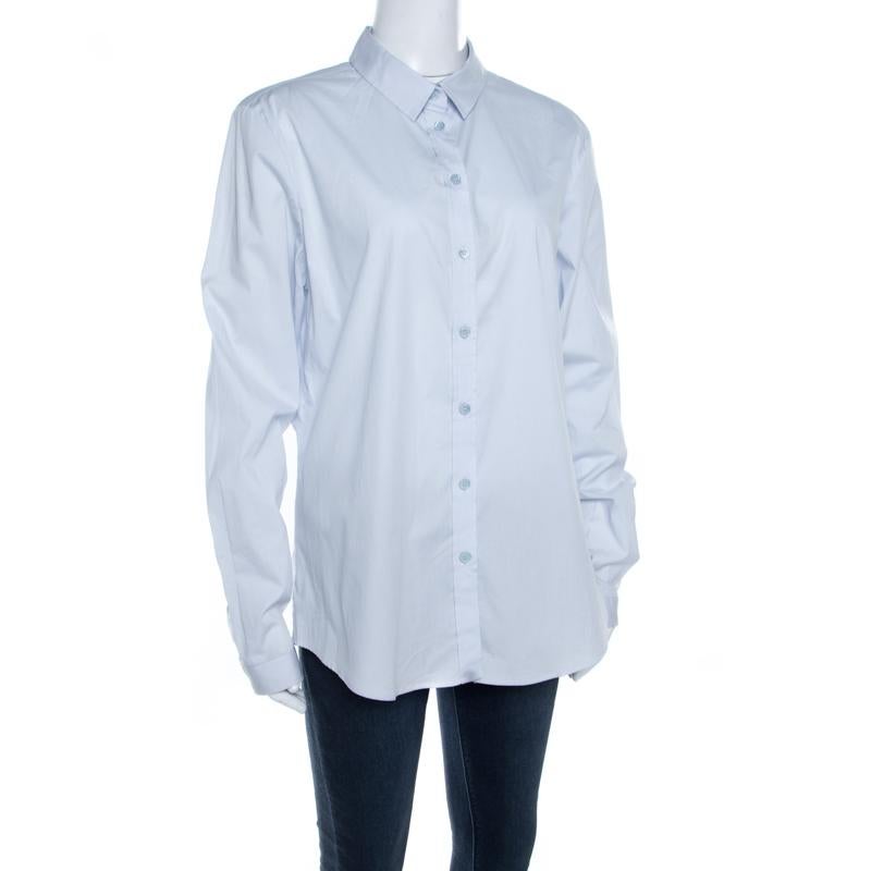 Burberry Brit City Blue Cotton Stretch Button Front Shirt XL In Good Condition In Dubai, Al Qouz 2