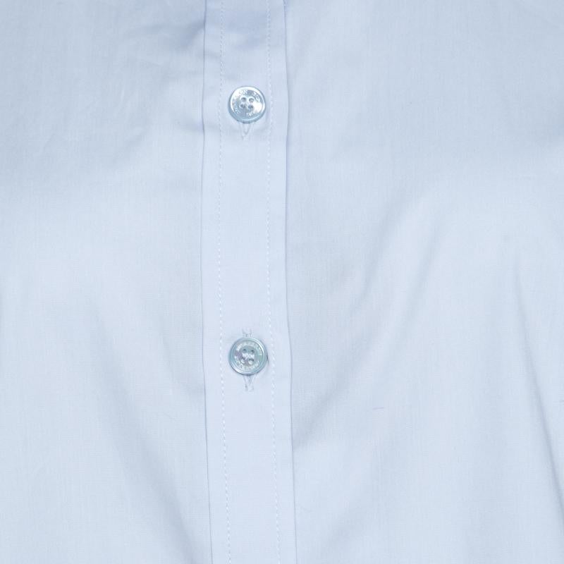 Women's Burberry Brit City Blue Cotton Stretch Button Front Shirt XL
