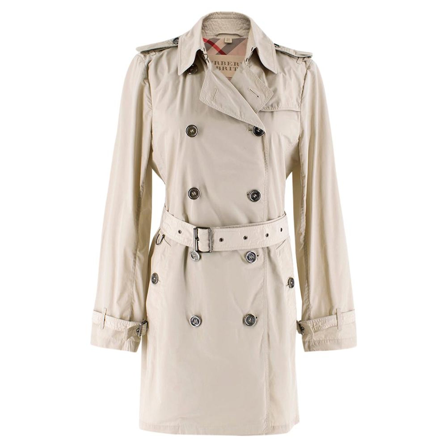 Burberry Brit Classic Beige Double-breasted Trench Coat - Size US 6 For  Sale at 1stDibs | burberry double breasted trench coat