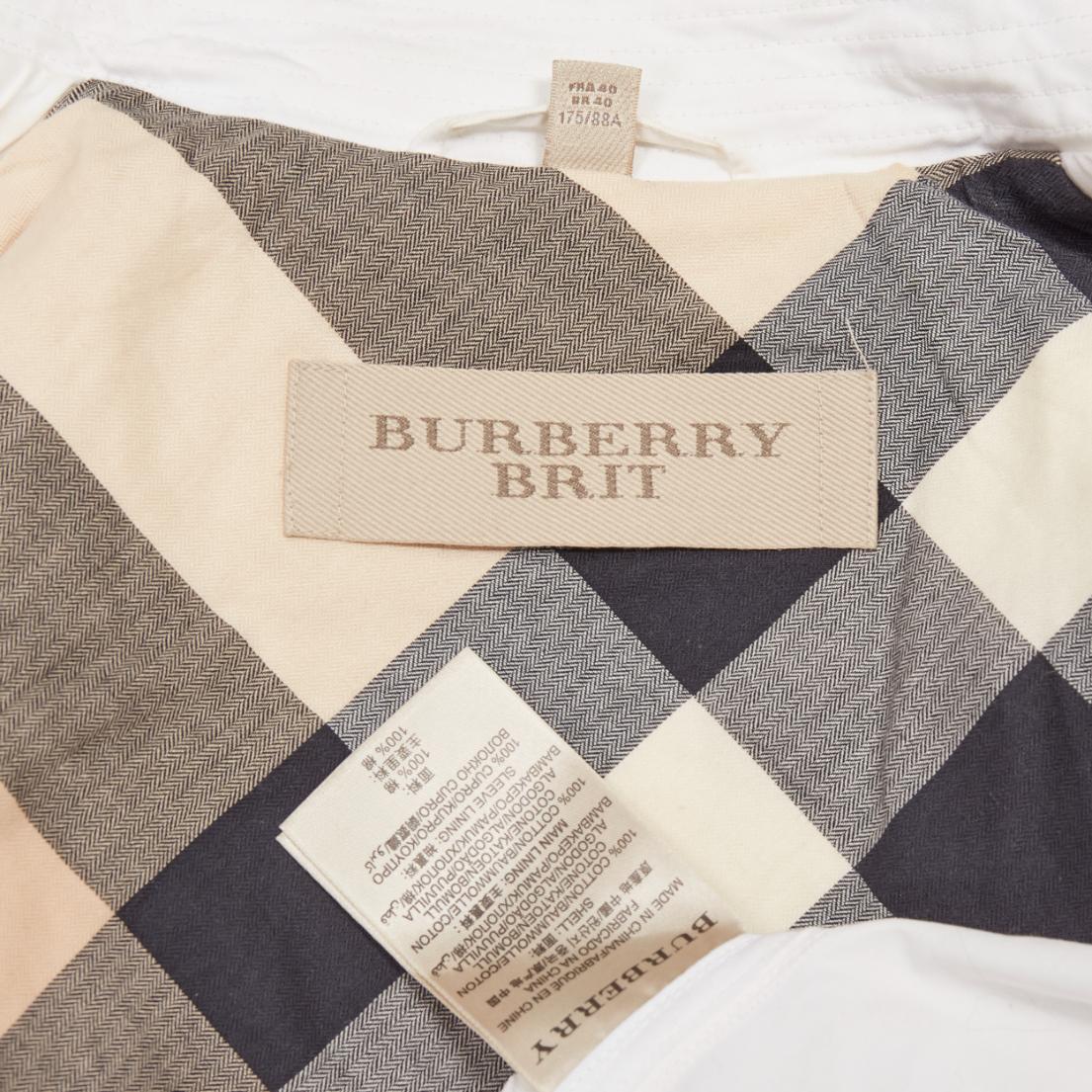 BURBERRY BRIT cream cotton metal logo buttons short trench coat UK10 M 5