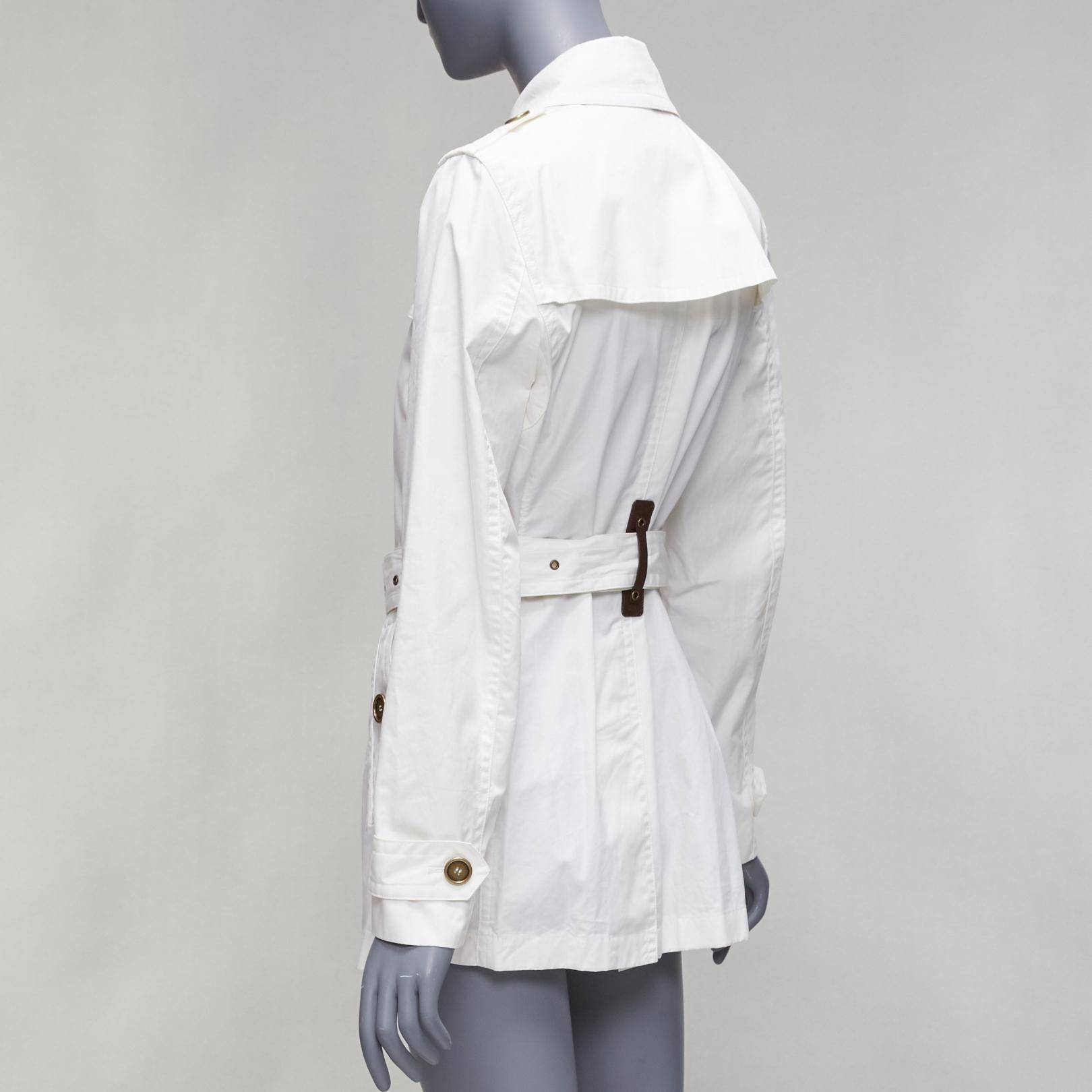 BURBERRY BRIT cream cotton metal logo buttons short trench coat UK10 M 2
