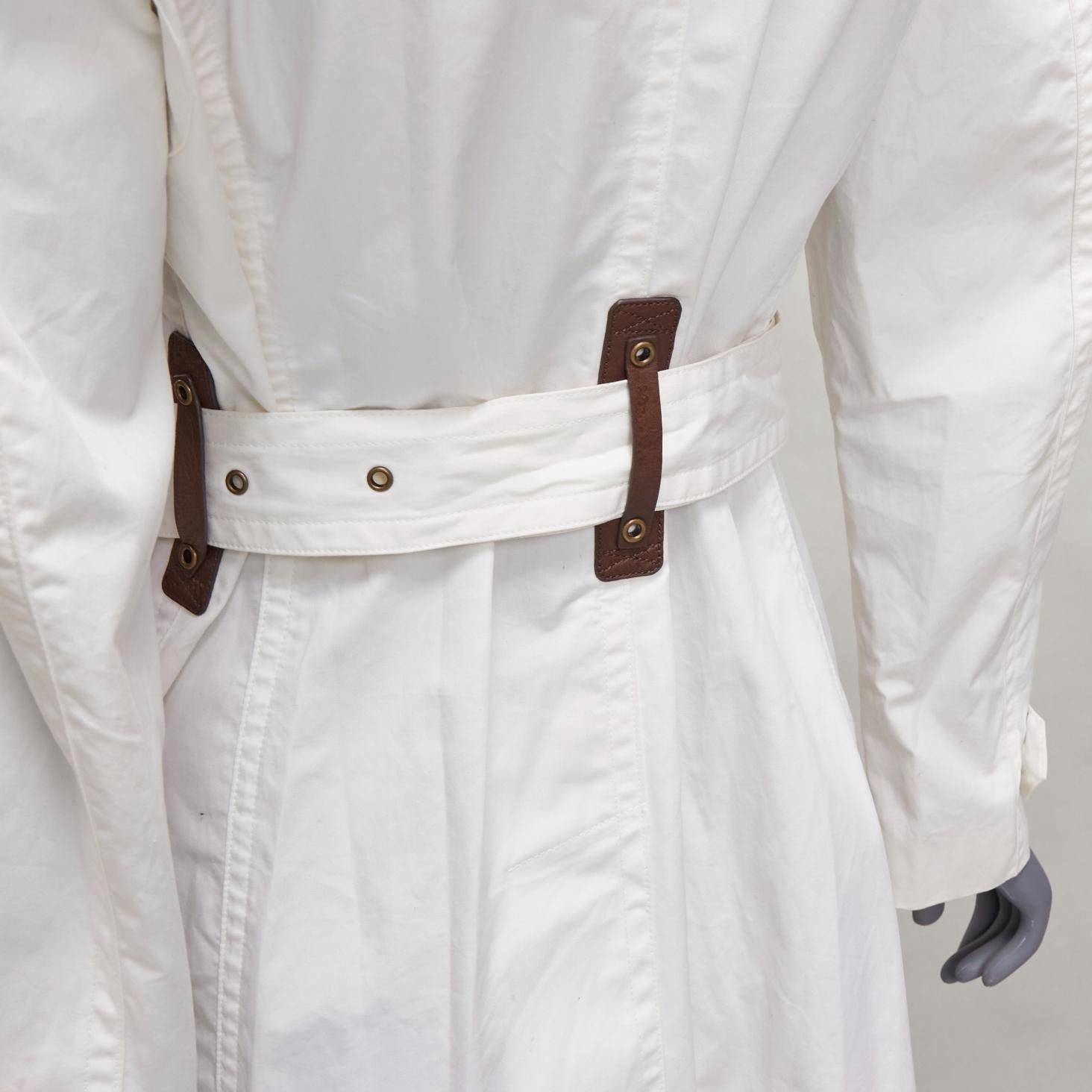 BURBERRY BRIT cream cotton metal logo buttons short trench coat UK10 M 4