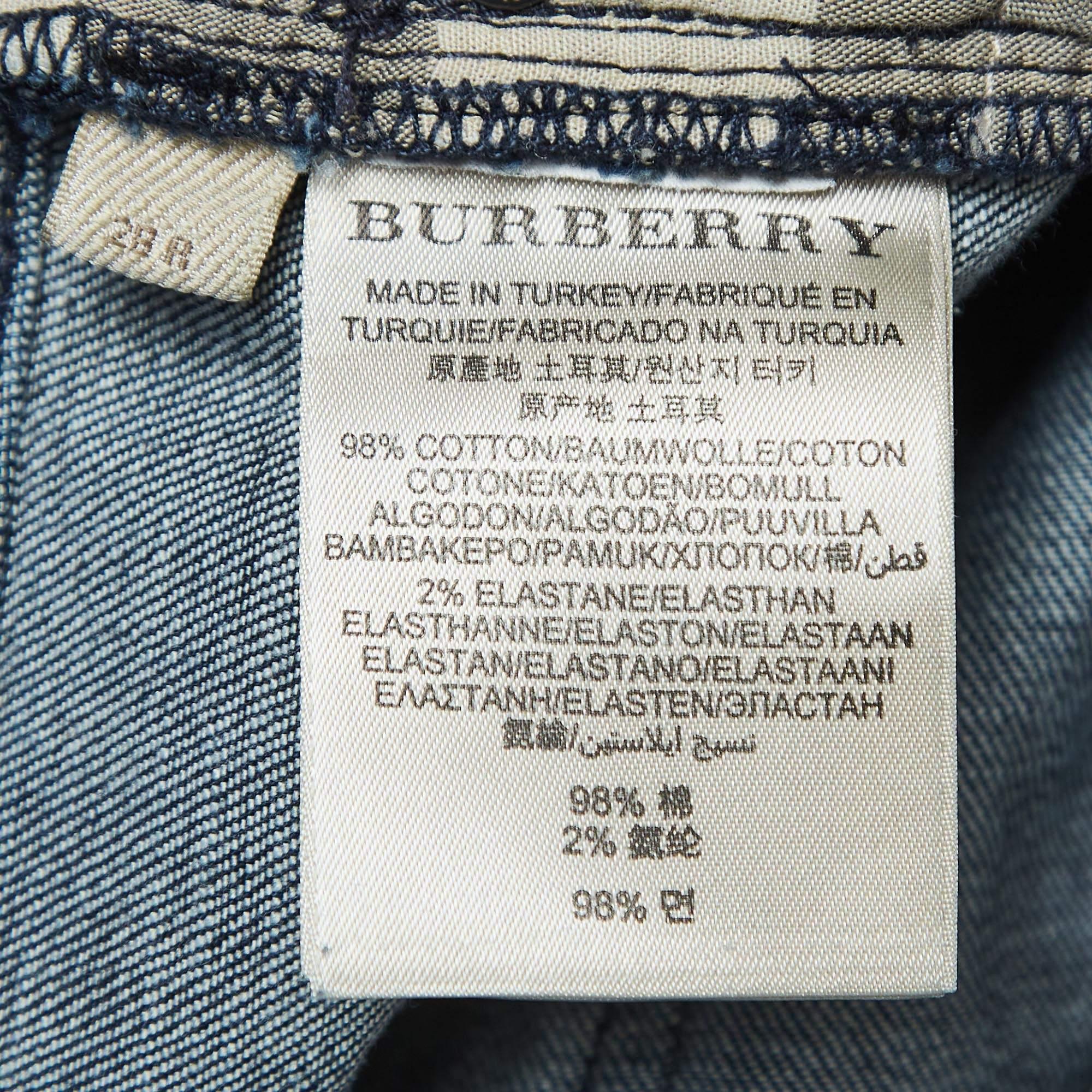 Donna Burberry Brit Jeans Stretch Denim Blu Scuro Vita 28