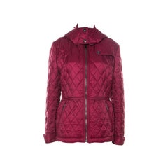 Burberry Brit Dark Crimson Quilted Cobfield Peplum Jacket XL