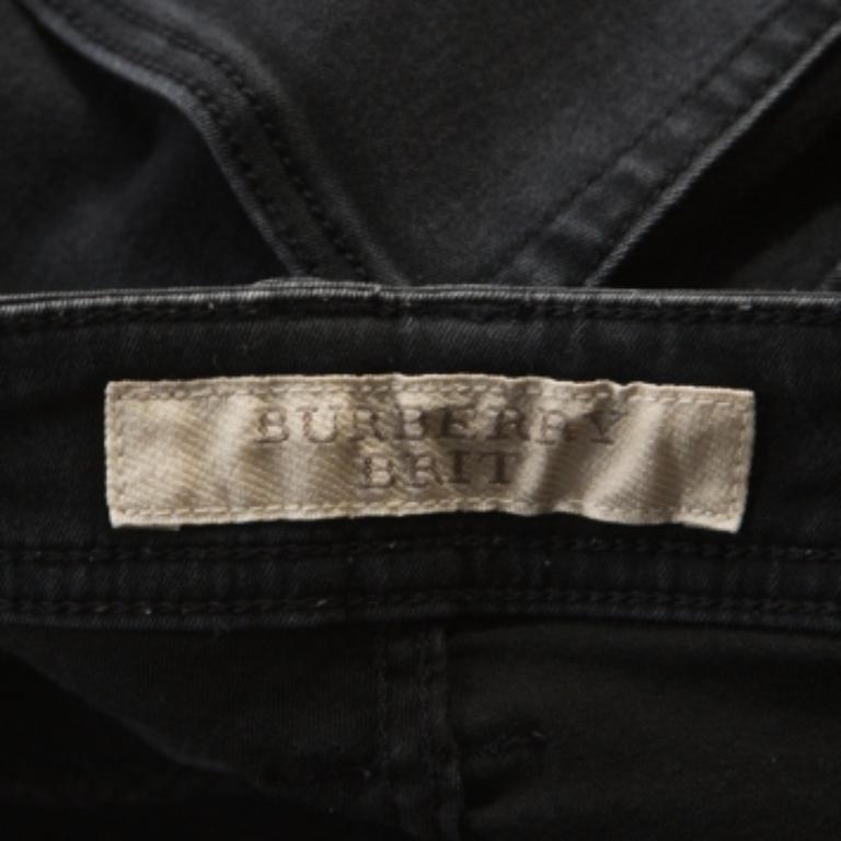 Burberry Brit Dark Grey Denim Skinny Low Rise Jeans M Negro en venta