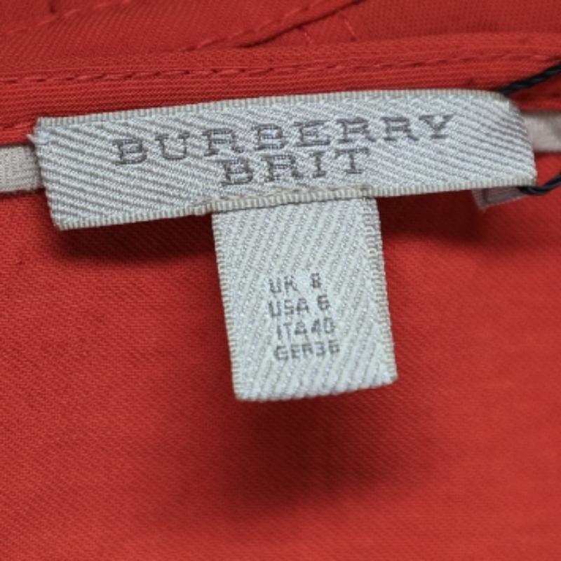 Red Burberry Brit Dark Orange Sleeveless Mini Dress S For Sale