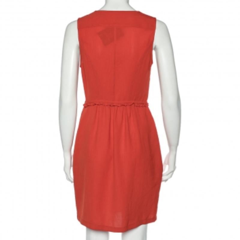 Women's Burberry Brit Dark Orange Sleeveless Mini Dress S For Sale