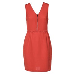 Burberry Brit Dark Orange Twill Sleeveless Mini Dress S