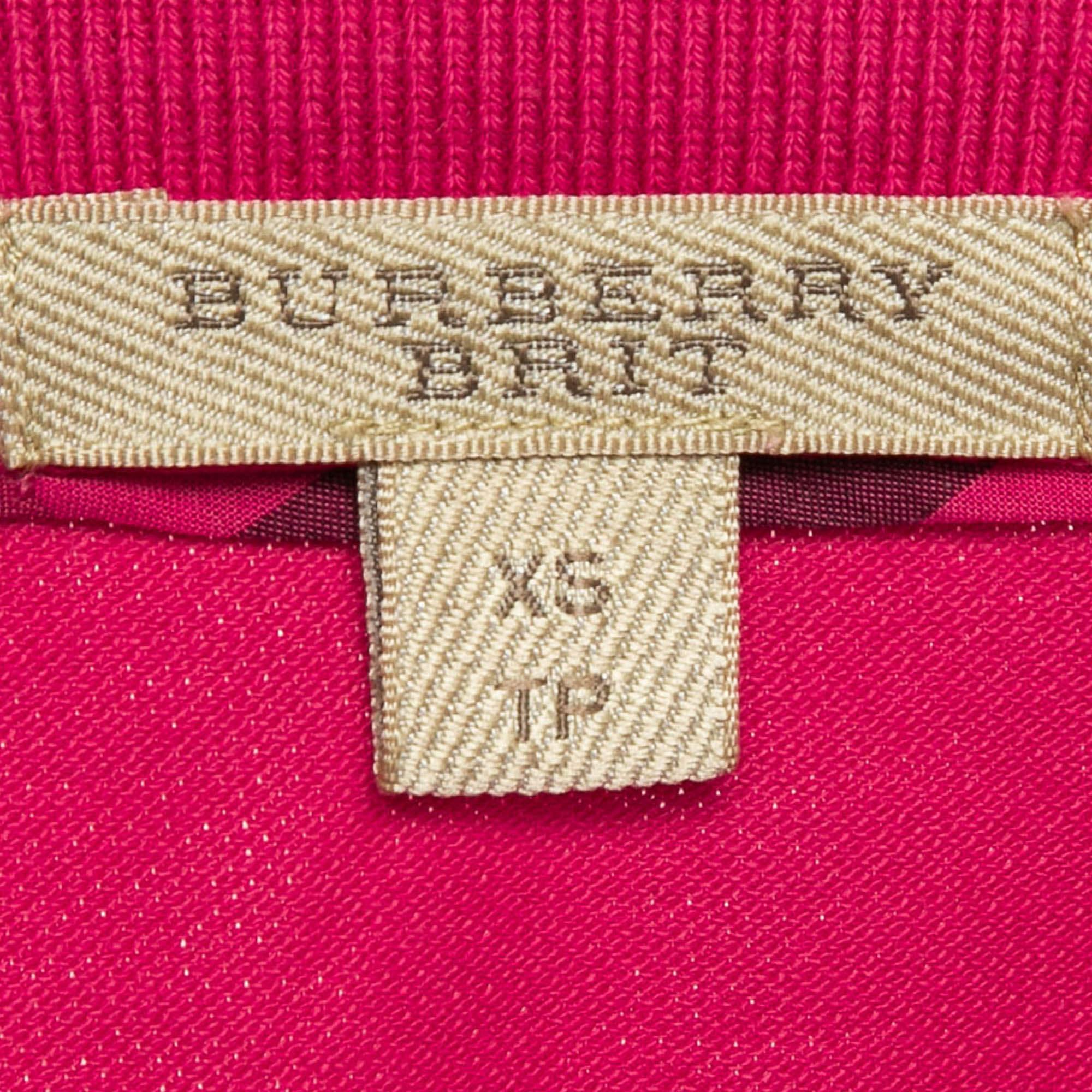 Women's Burberry Brit Fuchsia Pink Polo T-Shirt XS For Sale