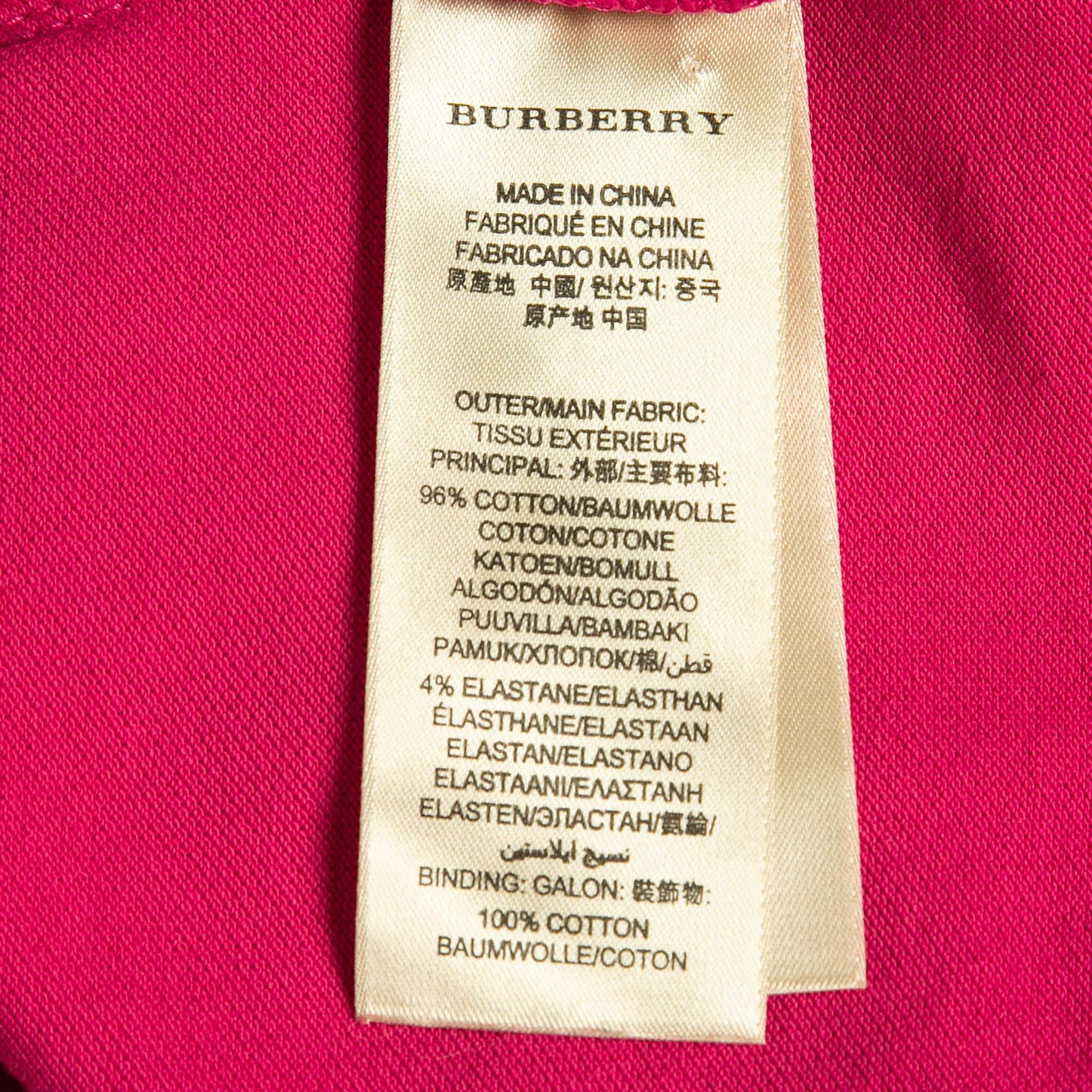 Burberry Brit Fuchsia Pink Polo T-Shirt XS For Sale 1