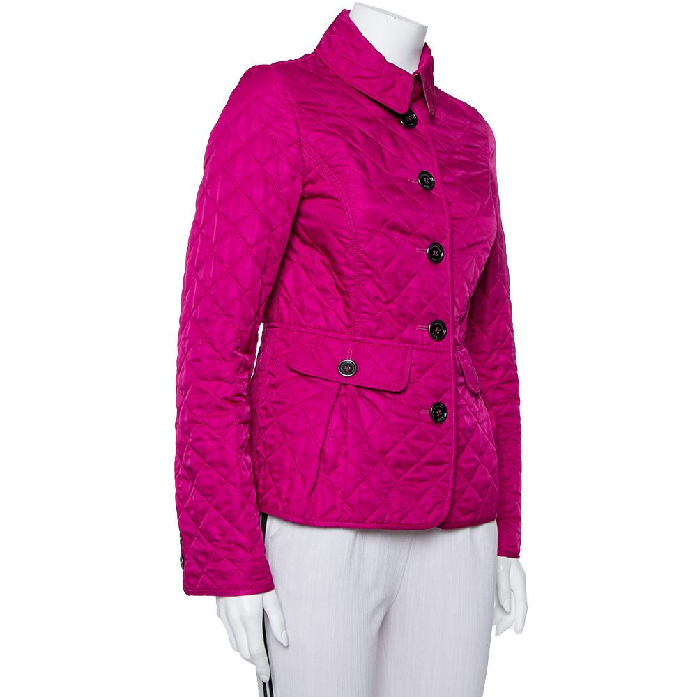 Burberry Brit Fuschia Rosa Synthetik gesteppte Jacke S (Pink)