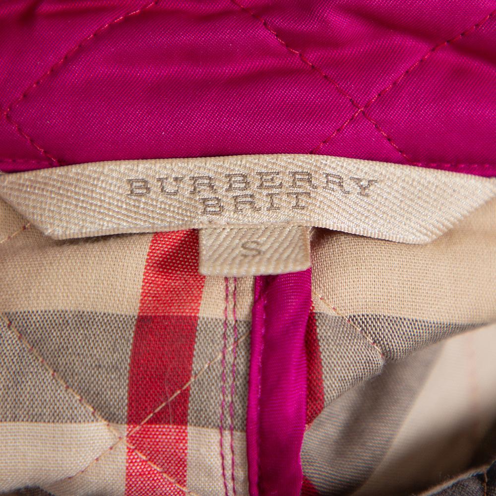 Burberry Brit Fuschia Rosa Synthetik gesteppte Jacke S Damen