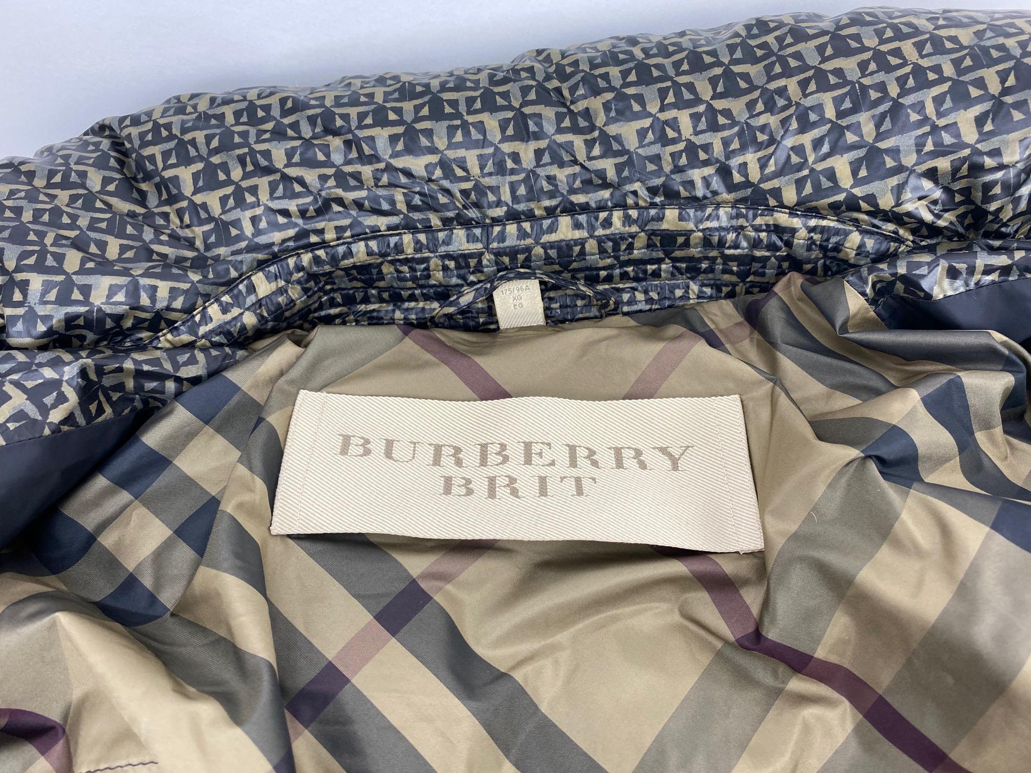 Burberry Brit Gold and Black thin Down Puffer Jacket Coat Size: XL  For Sale 4