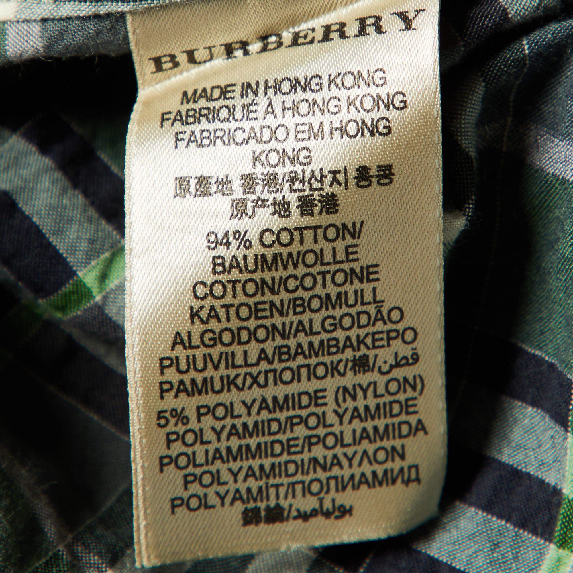 Women's Burberry Brit Green Nova Check Cotton Long Sleeve Shirt XL