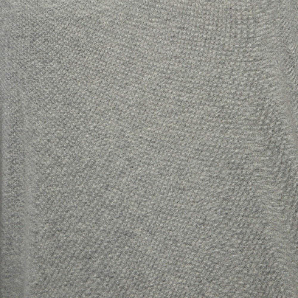 Burberry Brit Grey Cashmere and Cotton Check Detail Round Neck Sweater XXL In Good Condition For Sale In Dubai, Al Qouz 2